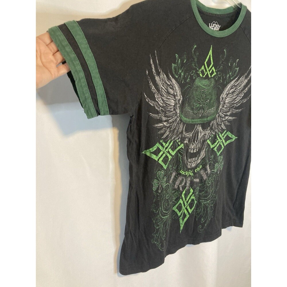 Luck Of The Irish Shirt Mens Large Black Skull Gothic Lucky Tee St. Patrick’s - Picture 2 of 5